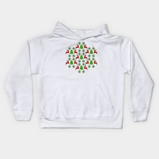 Festive Pixel Parade: Reindeer, Tree, Snowflake No 2 Kids Hoodie